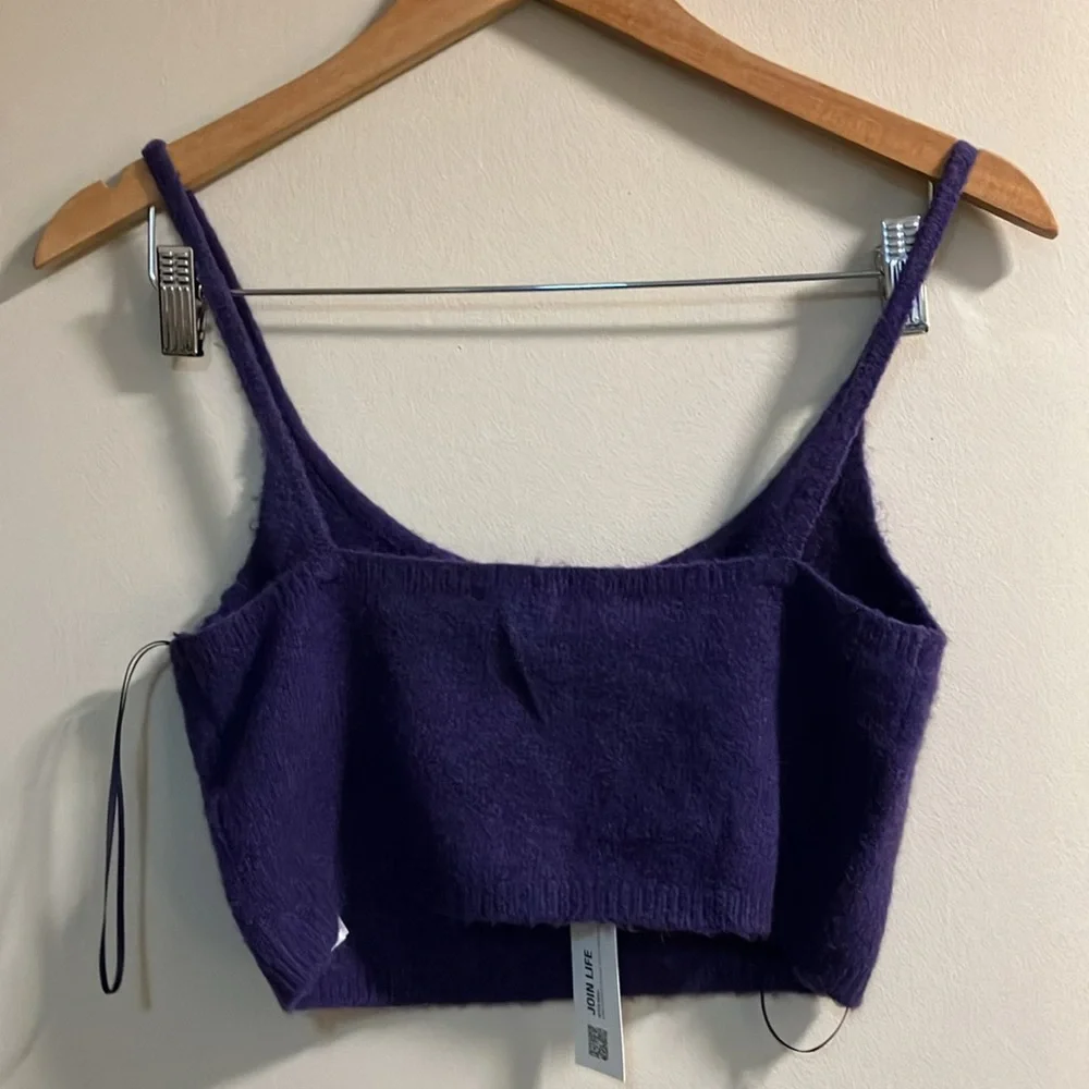 🔥 10 for $100 🔥 Zara beaded knit crop top wool blend purple - Picture 6 of 9